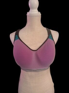 Sporto Pink and Teal High-Support Mesh Sports Bra
